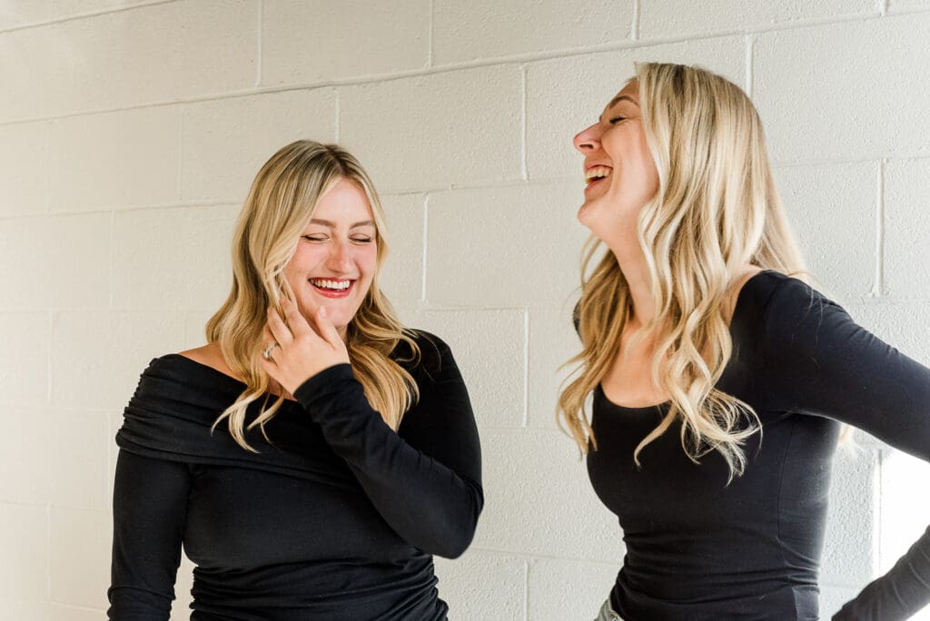 Client laughing during brand photoshoot – part of my brand photography process to create relaxed, natural connection.